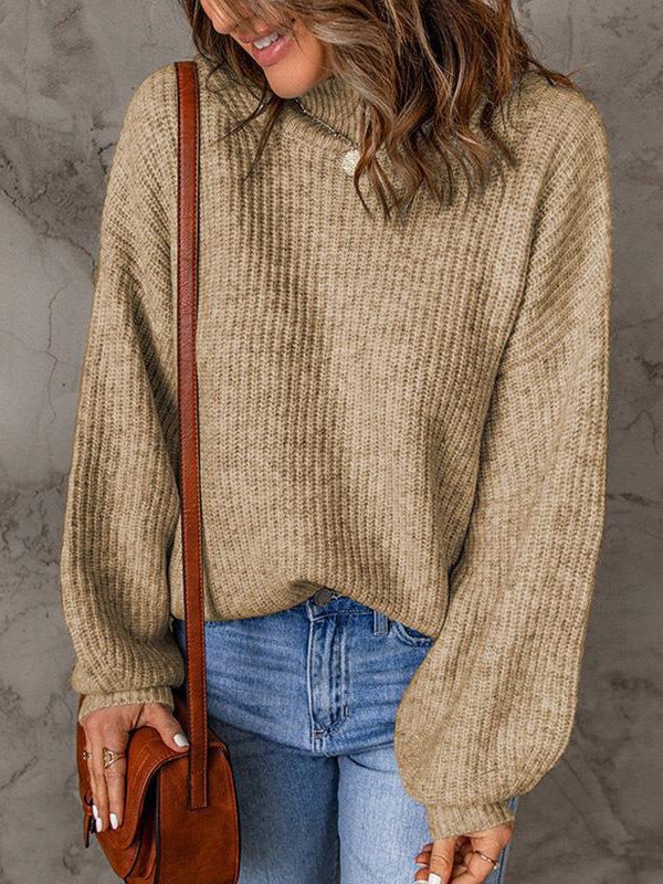 Women's Sweaters Casual Solid Turtleneck Long Sleeve Sweater