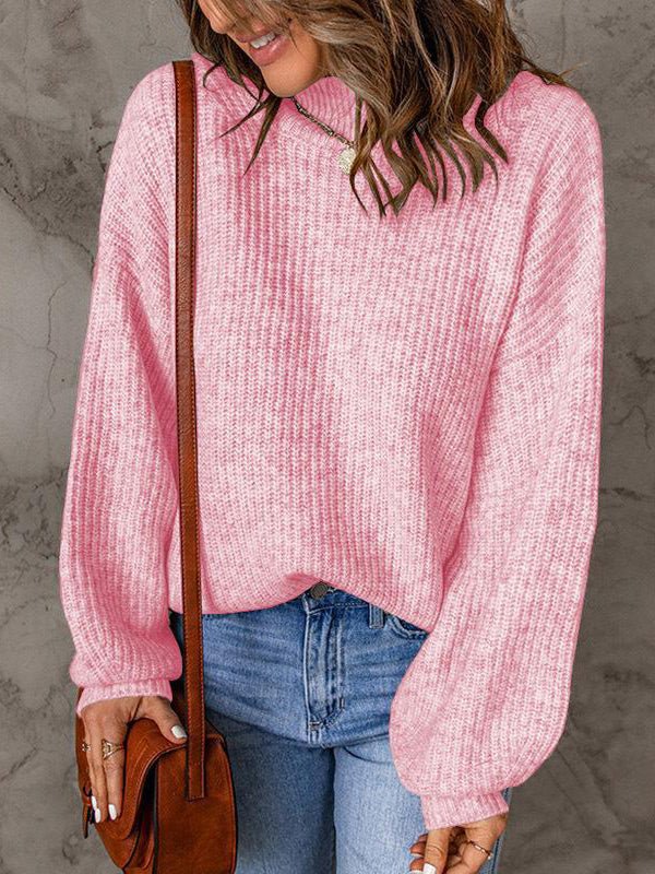 Women's Sweaters Casual Solid Turtleneck Long Sleeve Sweater