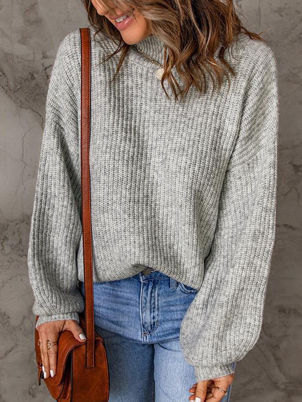 Women's Sweaters Casual Solid Turtleneck Long Sleeve Sweater