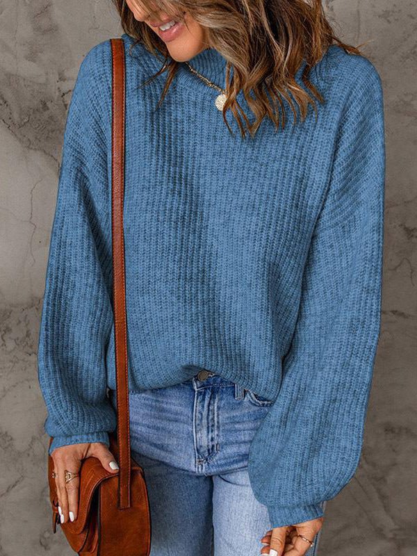 Women's Sweaters Casual Solid Turtleneck Long Sleeve Sweater