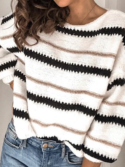 Women's Sweaters Commuter Panel Striped Pullover Sweater