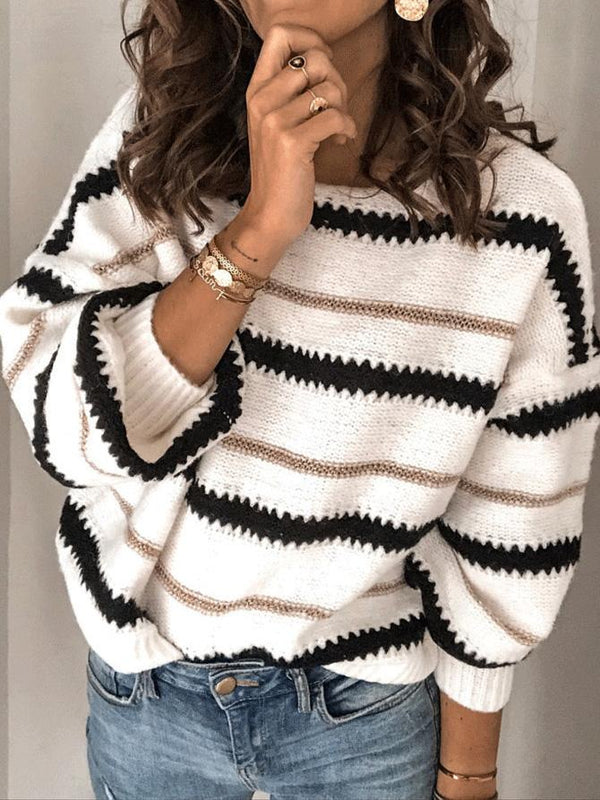 Women's Sweaters Commuter Panel Striped Pullover Sweater