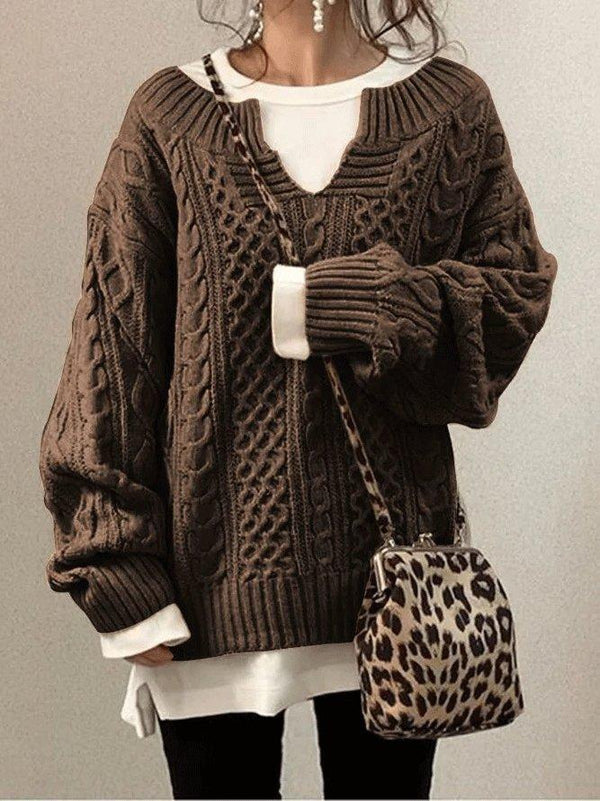 Women's Sweaters Hemp Pattern Casual Knitted Sweater