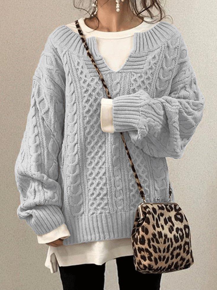 Women's Sweaters Hemp Pattern Casual Knitted Sweater