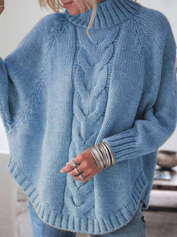 Women's Sweaters Loose High Neck Long Sleeve Sweater