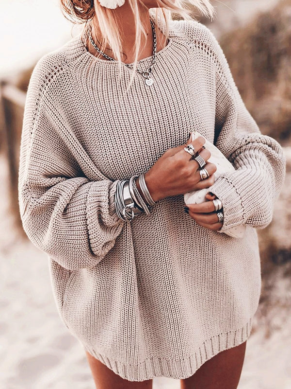 Women's Sweaters Loose Round Neck Long Sleeve Sweater