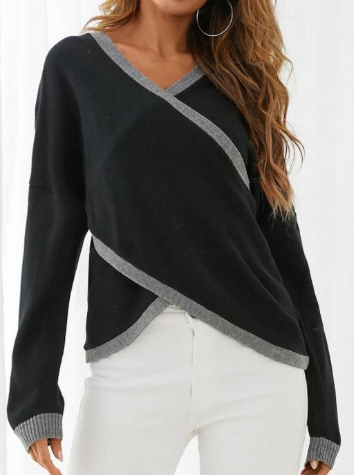 Women's Sweaters Retro Loose Simple V-Neck Knitted Sweater