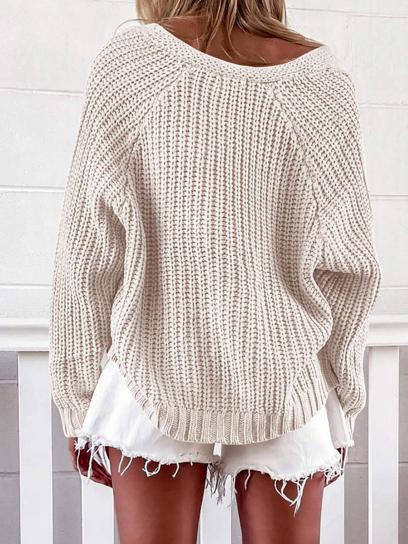 Women's Sweaters V-Neck Long Sleeve Cardigan Casual Solid Sweater