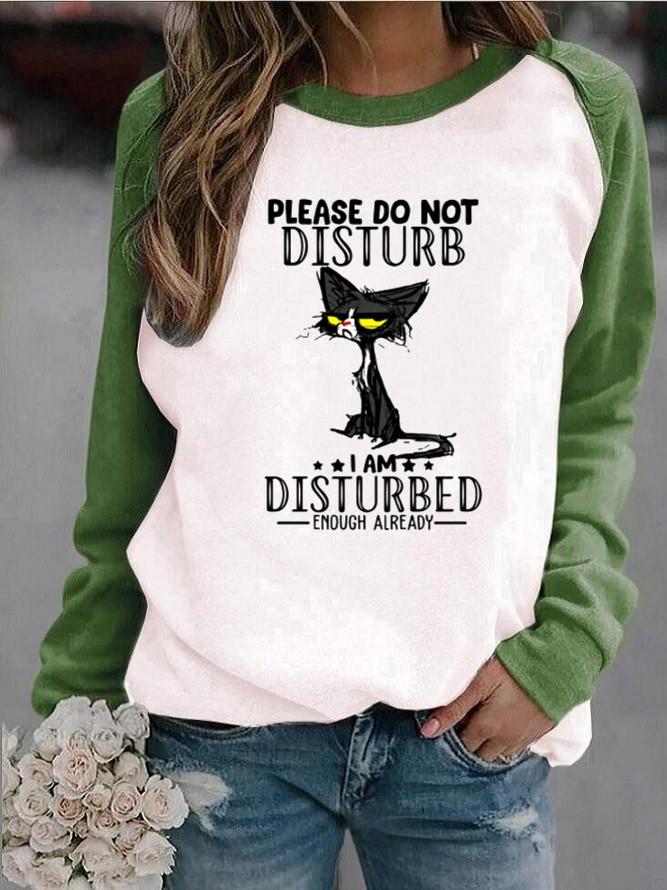 Women's T-Shirts Animal Alphabet Print Round Neck Long Sleeve T-Shirts