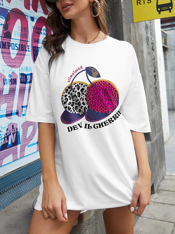 Women's T-Shirts Casual Mid Sleeve Cotton Printed T-Shirt