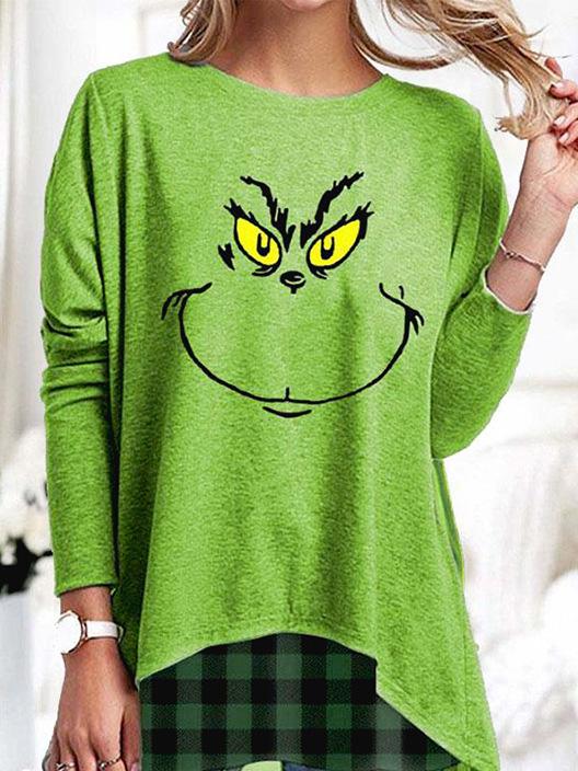 Women's T-Shirts Loose Pullover Print Round Neck Long Sleeve T-Shirt