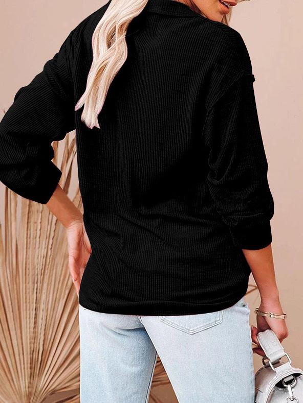 Women's T-Shirts Loose Zipper V-Neck Long Sleeve T-Shirt