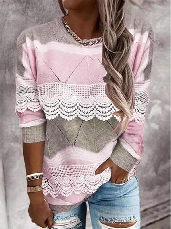 Women's T-Shirts Round Neck Pullover Long Sleeve Casual T-Shirts