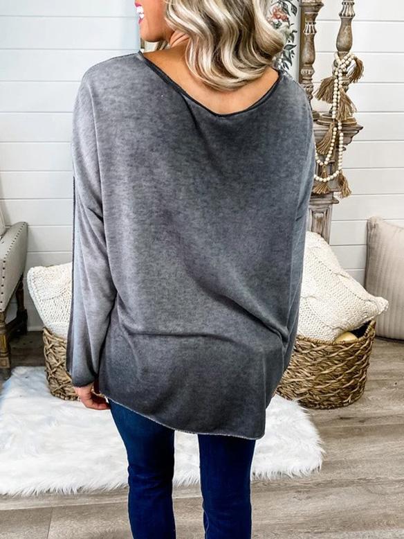 Women's T-Shirts Sequins Printed Round Neck Long Sleeve Casual T-Shirts