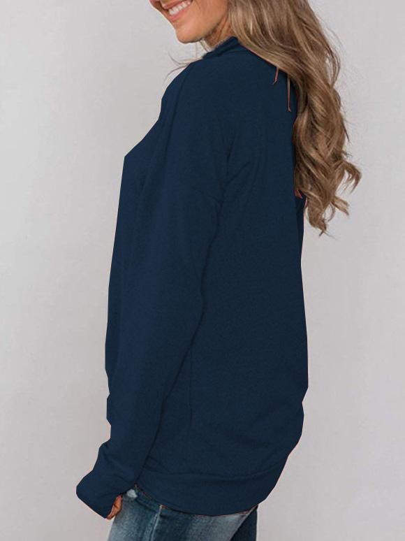 Women's T-Shirts Solid Pullover Pile Collar Long Sleeve T-Shirt